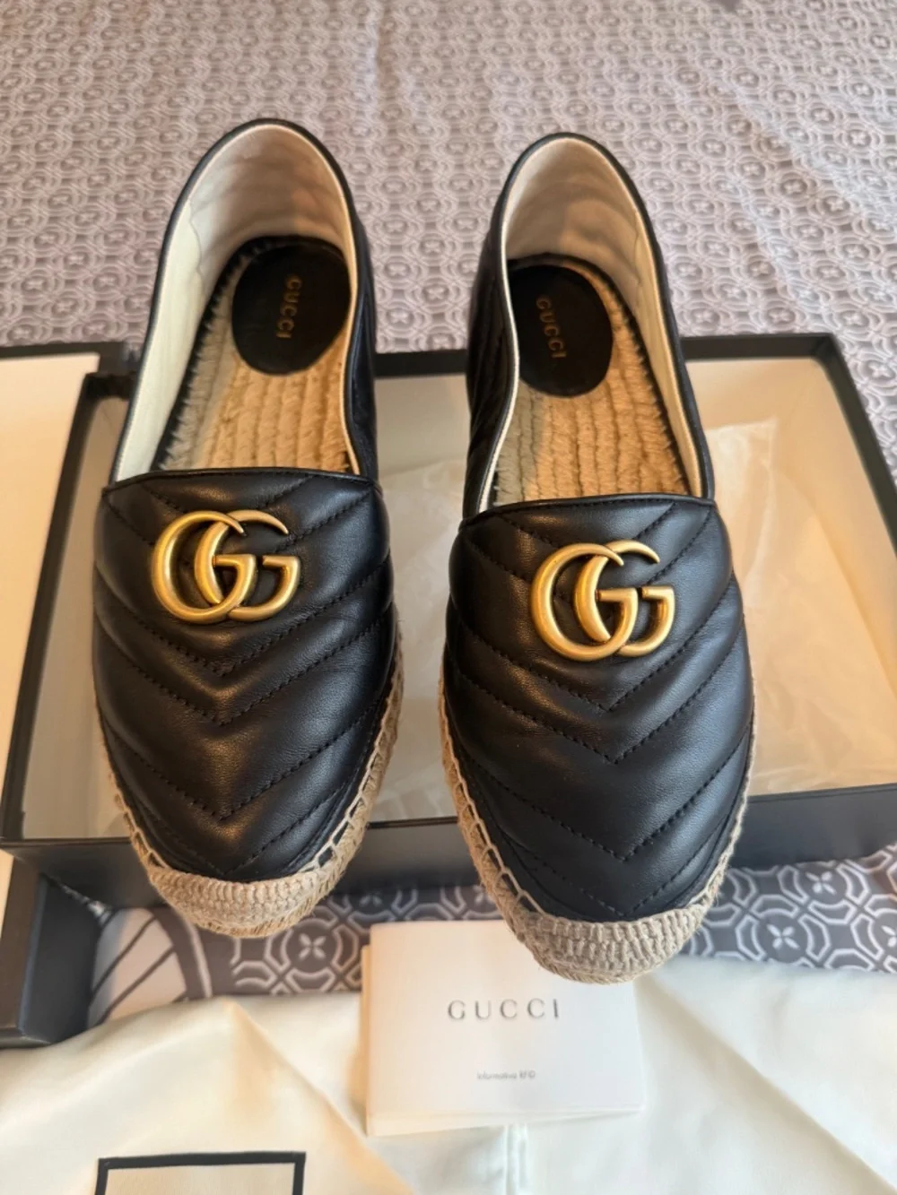 Gucci GG Marmont Espadrille Shoes — Size 39.5
